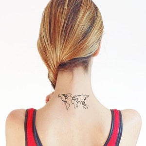 Weltkarte - Temporäres Tattoo (2er Set)