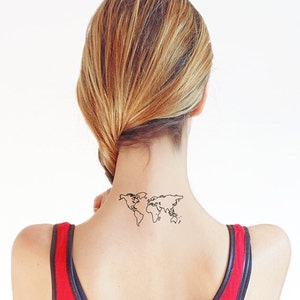 World Map Temporary tattoo Set of 2 image 1