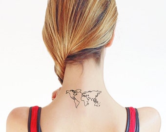 World Map - Temporary tattoo (Set of 2)