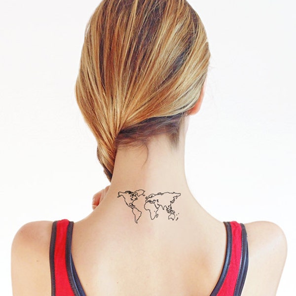 World Map - Temporary tattoo (Set of 2)