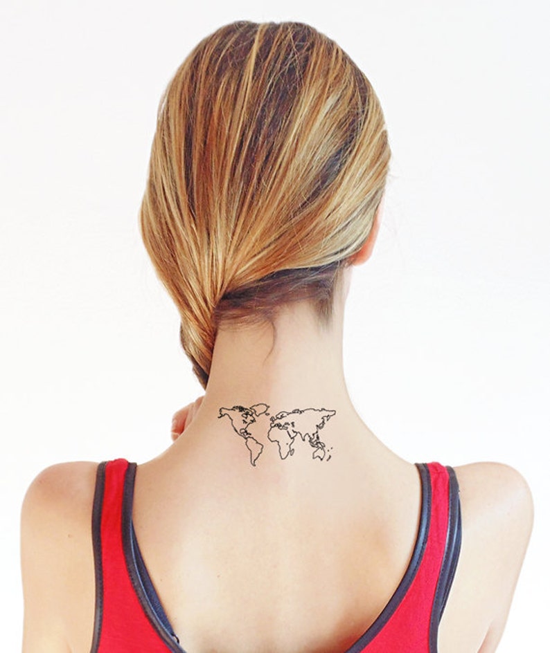 World Map Temporary tattoo Set of 2 image 1