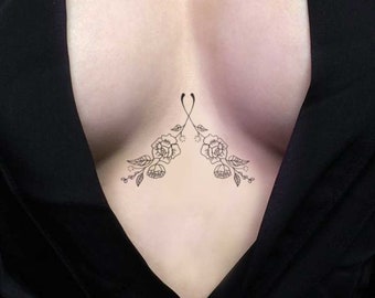 Flowers Sternum - Sexy Temporary tattoo