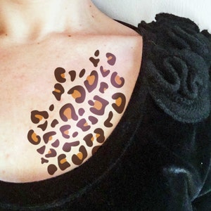 Lively Leopard Tattoo, Instant Facepaint Transfer Tattoo 2 Copies 