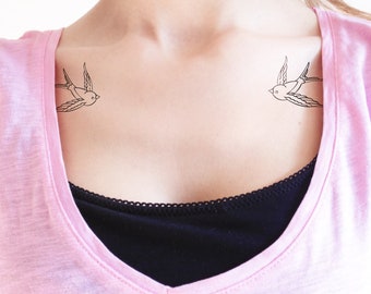 Swallow - Temporary Tattoo (Set of 2)