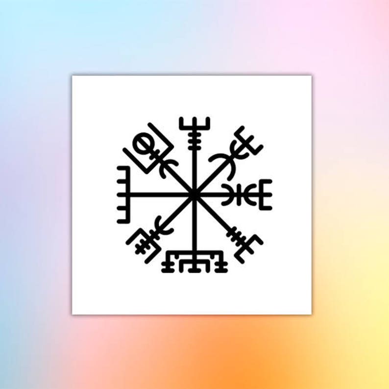 Vichingo Aegishjalmur Vegvisir Tatuaggio temporaneo set di 2 immagine 3