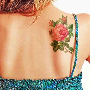 Blooming Beauty - Large Beautiful Vintage Rose - Temporary tattoo