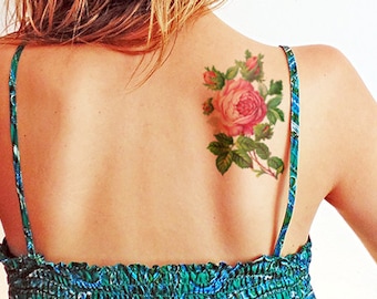 Blooming Beauty - Large Beautiful Vintage Rose - Temporary tattoo