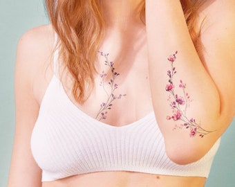 Gypsophila - Bloem Tijdelijke tattoo (Set van 2)