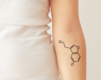 Serotonina, química de la felicidad - Tatuaje temporal (conjunto de 2)