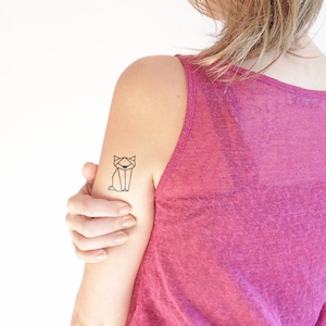 Geometric cat - Temporary tattoo (Set of 2)