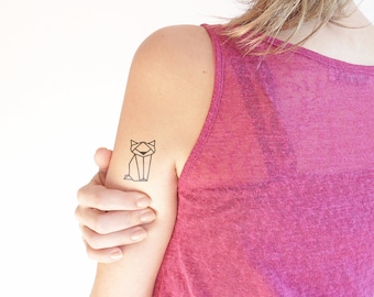 Geometric cat - Temporary tattoo (Set of 2)