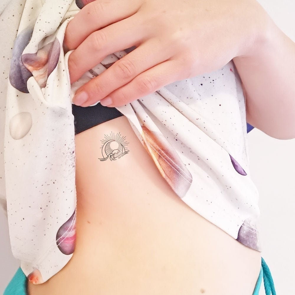 Tatouage Coucher De Soleil Minimaliste Petit coucher de soleil Grand rêve de vagues Tatouage - Etsy France