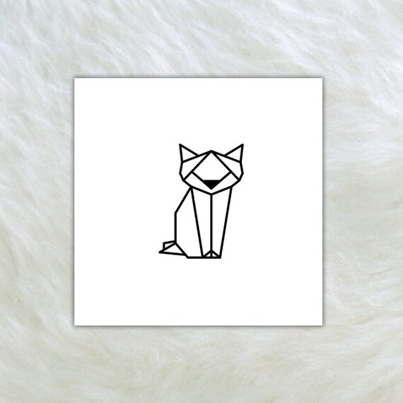 幾何学模様の猫 - タトゥーシール（2枚セット） - Etsy 日本