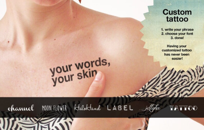 Personalized Temporary Tattoo Set of 2 Etsy