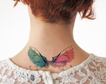 Watercolor wings - Temporary tattoo