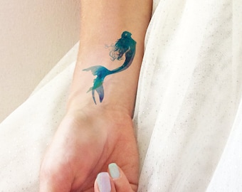 Mermaid aquarelle - Tatouages temporaires