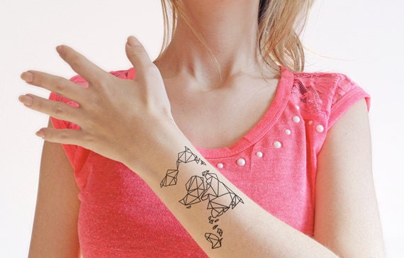 Carte Origami Tatouage Temporaire Lot De 2 Tatouages Etsy France