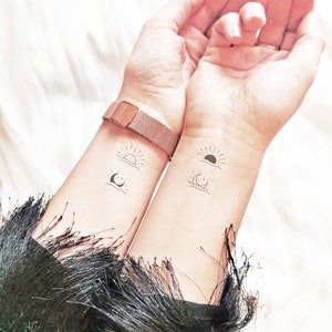 Noite e Dia - Tatuagens Combinadas - Tatuagem Temporária (Conjunto de 4)