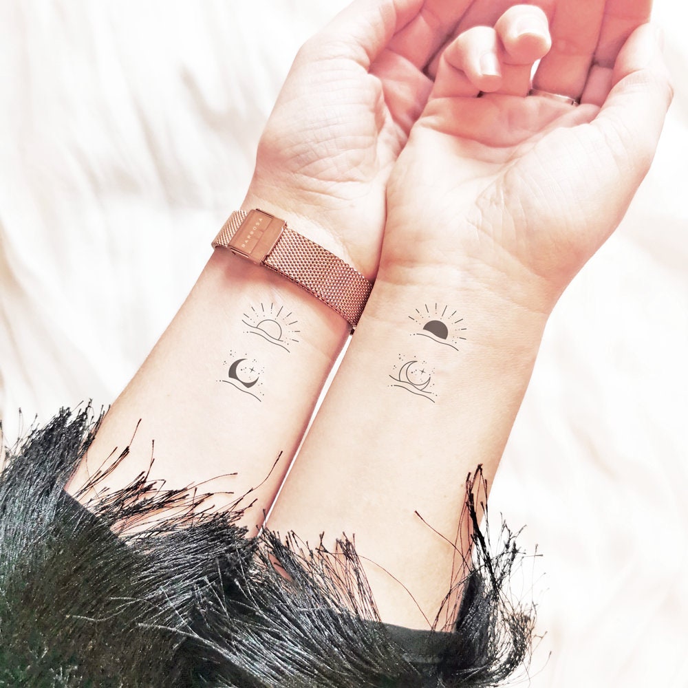 Night & Day Matching Tattoos Temporary Tattoo set of 4 - Etsy