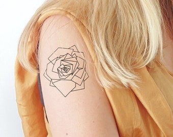 Geometric rose - Temporary tattoo (Set of 2)