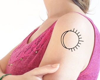 Moon & sun - Temporary tattoo (Set of 2)