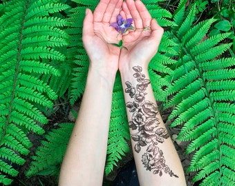 Timeless Botanicals - Garden rose XXL - Temporary tattoo