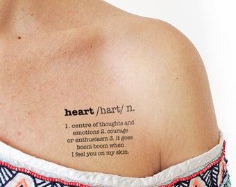 Heart definition - Temporary Tattoo (Set of 2)