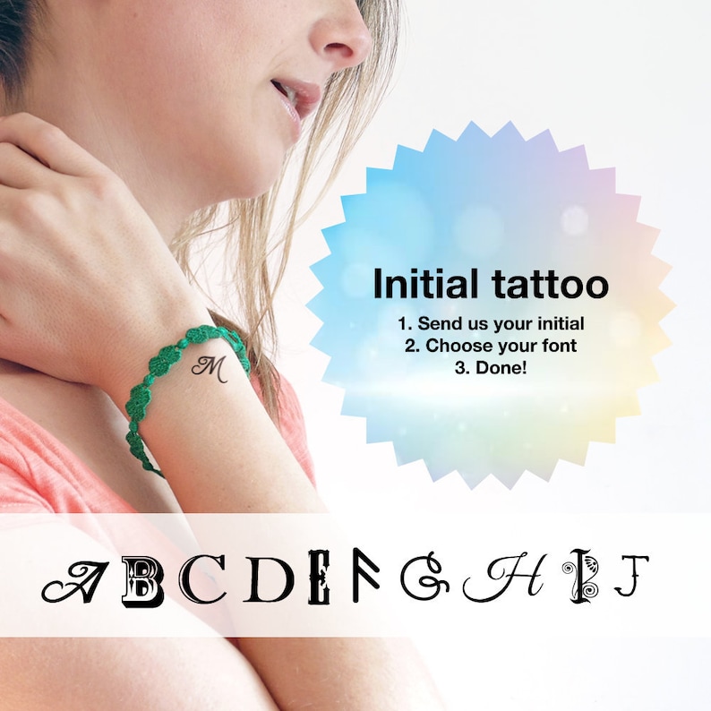 Initial Custom Temporary Tattoos Set of 2 image 1