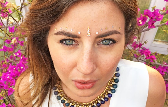 Glastonbury Bindi Set Face Gems Stick Bindi Dots Jewels Bindi Dots Bindis  Beauty Body Art Accessories Festival Birthday Gift for Her 