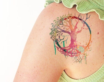 Tree of life watercolor - Temporary tattoo