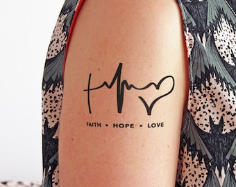 Faith, Hope and Love - Temporary Tattoo (Set of 2)