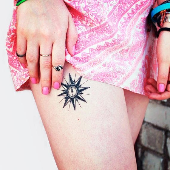 Compass Temporary Tattoo set of 2 - Etsy New Zealand