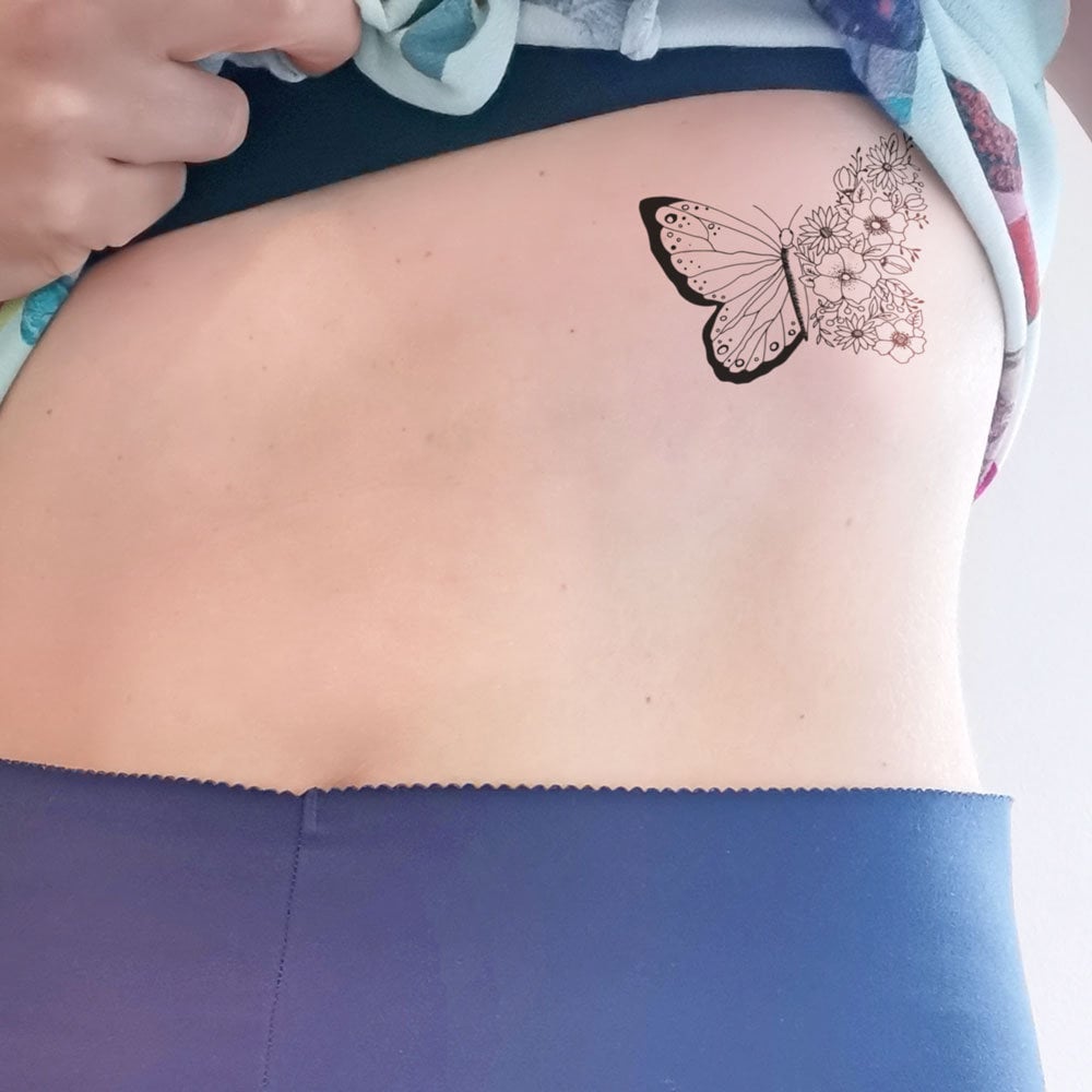 FlutterFlower - 蝶と花 - タトゥーシール（2枚セット） - Etsy 日本, image size:1000x1000