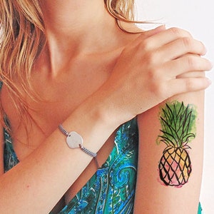 Pineapple watercolor - Temporary tattoo