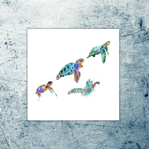 Sea turtle watercolor tattoo Canvas Print for Sale by Collagedream   Redbubble