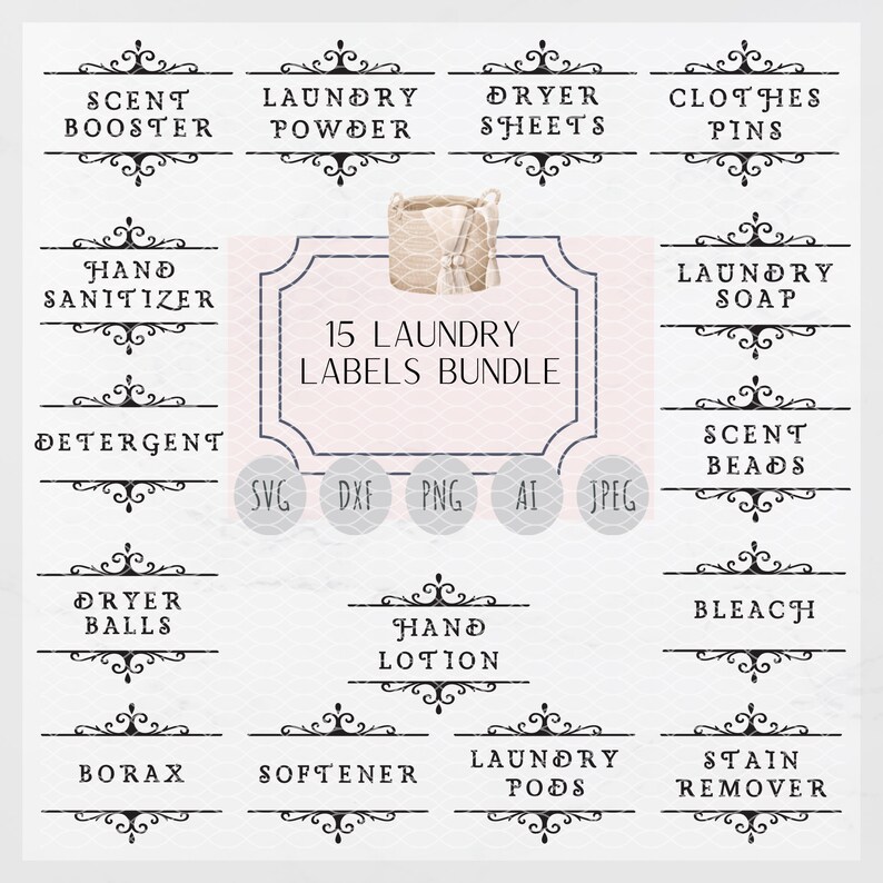 Laundry Labels SVG Bundle NEW Laundry Container Labels SVG Etsy