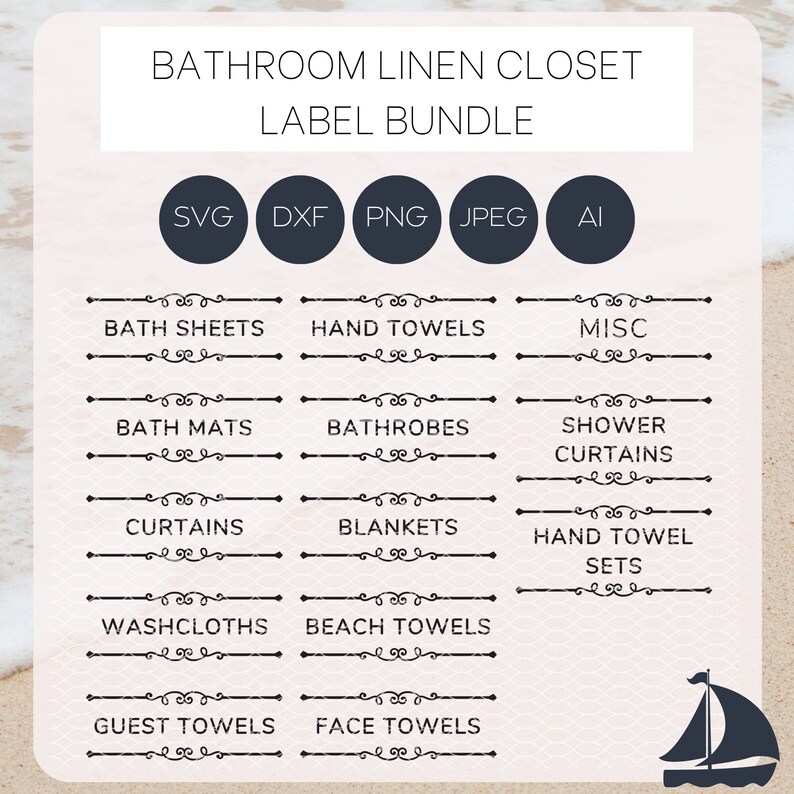 Bathroom Labels SVG Bundle Bathroom Linen Closet Labels SVG Etsy