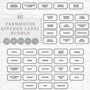 Farmhouse kitchen label bundle, NEW! Pantry Container Labels SVG, Organization Labels svg, Cut Files for Cricut and Silhouette