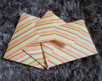 Three rainbow envelopes, LGBTQ stationery, stripey snail mail set, handmade