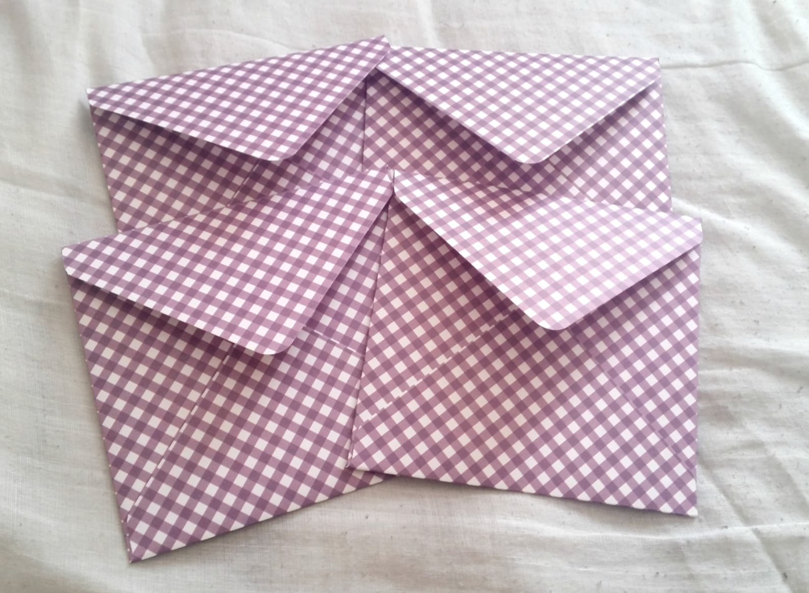 Purple Striped Envelopes, Patterned Decorative Envelopes, Set of Four
