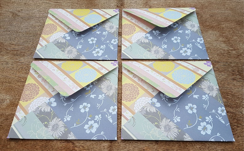 Floral envelopes, letter writing, set of four, handmade stationery, square envelopes, snail mail, scrapbooking, handmade envelopes image 2
