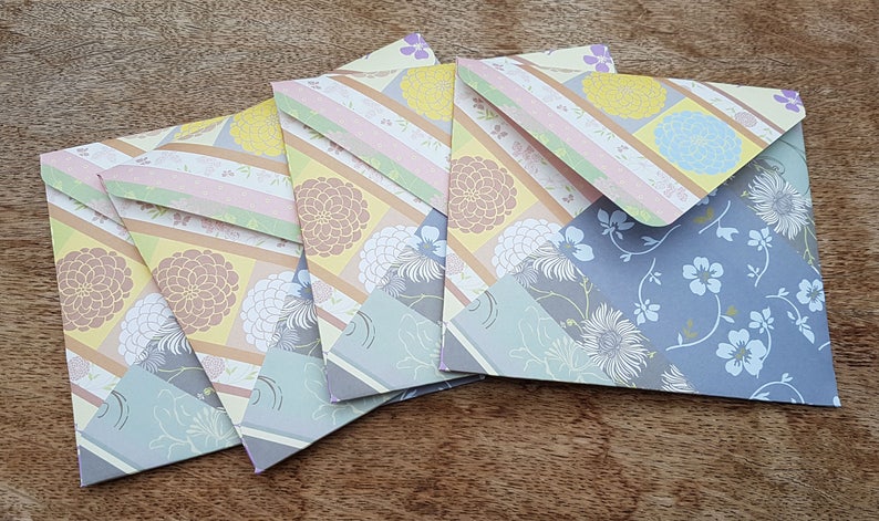 Floral envelopes, letter writing, set of four, handmade stationery, square envelopes, snail mail, scrapbooking, handmade envelopes image 6