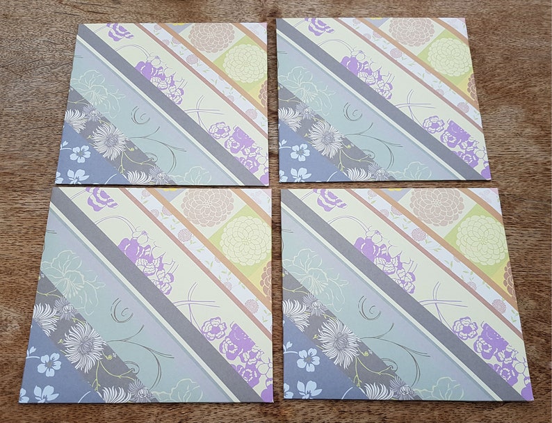 Floral envelopes, letter writing, set of four, handmade stationery, square envelopes, snail mail, scrapbooking, handmade envelopes image 3