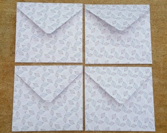 leaf envelopes, woodland envelope set, patterned paper envelopes, vintage style, set of four square envelopes, decorative envelopes