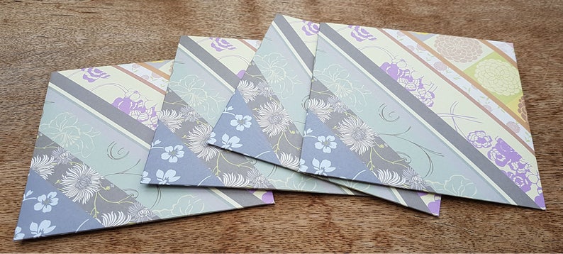 Floral envelopes, letter writing, set of four, handmade stationery, square envelopes, snail mail, scrapbooking, handmade envelopes image 4