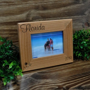 Vacation Frame, Personalized Picture Frame, Vacation Gift, State Frames, Personalized Trip Frame, Wood Photo Frames Family Beach Vacation, image 1