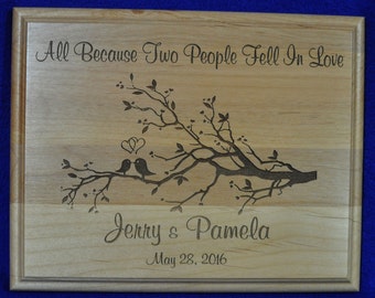 Anniversary Gift ~ Gift For Couple ~ Engraved Wedding Gift ~ Wedding Gift For Couple ~ Love Birds Sign ~ Custom Engraved Gifts ~ Anniversary