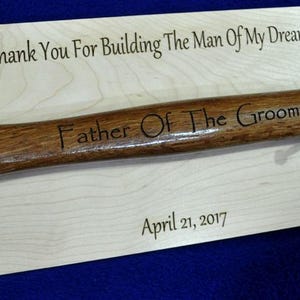 Father Of The Groom Gift Parents Of The Groom Gift Stepfather Of The Groom Gift For Parent Of The Groom Custom Engraved Hammer image 1