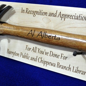 Recognition Gift Appreciation Gift Retirement Plaque Ceremonial Gift Recognition Gifts Hammer Gift Award Appreciation Gifts image 1