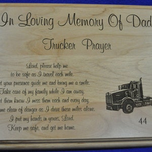 Truck Driver Gift In Loving Memory Memorial Gift Sympathy Gifts Engraved Sympathy Gift Trucker Gift Truck Driver Memorial image 1
